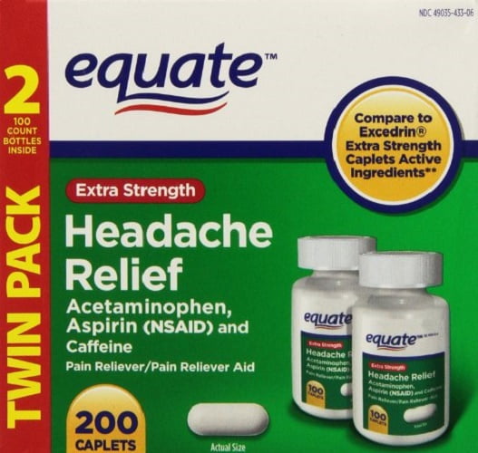 Equate Extra Strength Headache Relief Acetaminophen Tablets, 100 Count