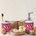 thumbnail image 4 of Ambesonne Groovy Soap Dispenser & Toothbrush Holder Set, Retro Big Heart, 2 Pcs, Pink White, 4 of 6
