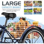 Mooncool Mountain Tricycle for Adults, 7 Speed Three Wheel Bike, 24/26/27.5 Inch Adults Trikes with Shopping Basket, Exercise Mens Womens Tricycles