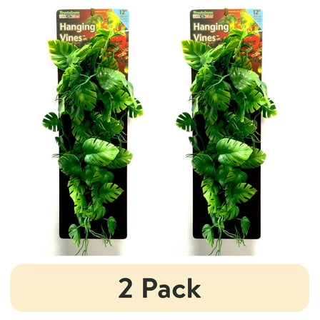 (2 pack) Penn-Plax Reptology Plastic Hanging Vines for Reptiles – 12” Length – Green