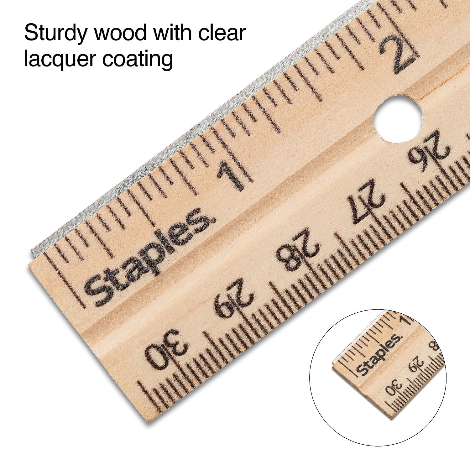 Staples 12 Wooden Standard Imperial Scale Ruler, Wooden (51881-CC