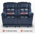 thumbnail image 4 of MCombo Power Loveseat Recliner, Electric Reclining Loveseat Sofa with Heat and Massage, USB Charge Port for Living Room Navy Blue Fabric 6237, 4 of 8