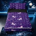 thumbnail image 2 of Erosebridal Galaxy Rainbow Unicorn Zipper Twin Comforter Sets with Fitted Sheet and 2 Pillowcases for Girls, Purple Planet Star Print Zipper Bedding Set, Black Reversible, 4 Pieces, 2 of 7