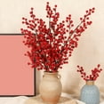 thumbnail image 2 of Selrti Artificial Red Berry Pick Christmas Holly Berries Stem Faux Plants Foam Berries Branch Xmas Holiday Wedding Party Home Decoration, 2 of 8