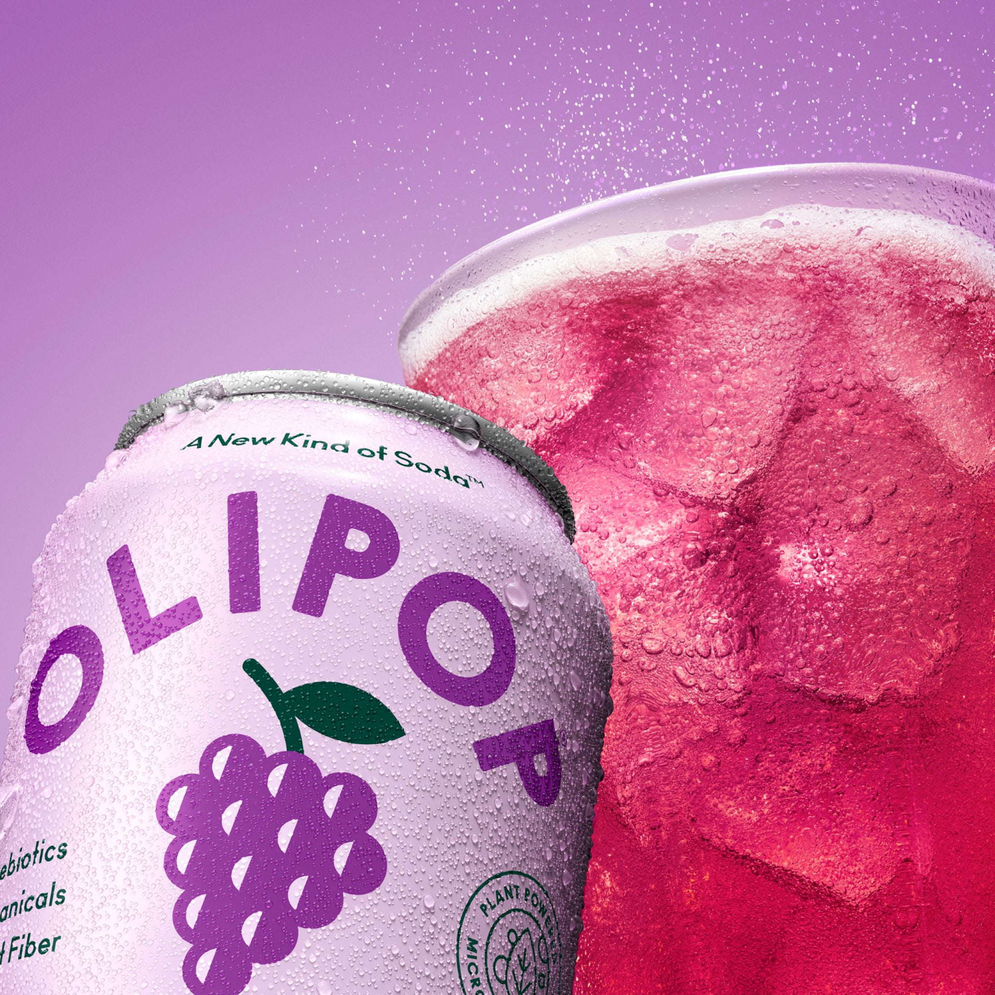 OLIPOP Prebiotic Soda, Classic Grape, 12 FL Oz, 4 Pack, Non