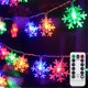 thumbnail image 1 of Luces de cadena de copo de nieve que cambian de color LED a prueba de agua Luces de cadena de 60 LED de 30 pies con control remoto para decoraciones de fiestas de jardín de árboles de Navidad en interiores y exteriores esquí esquí Gafas de esquí, 1 of 5