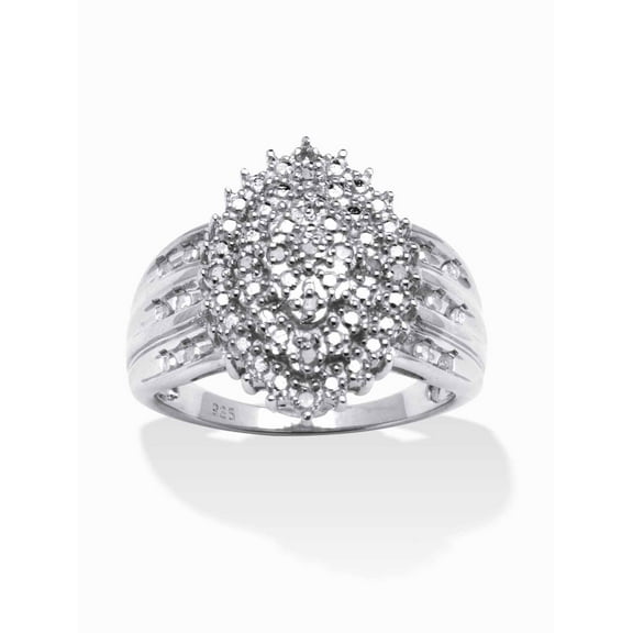 PalmBeach Jewelry 3/8 TCW Round Diamond Marquise-Shaped Cluster Ring in 18k Gold-Plated or Platinum-Plated Sterling Silver