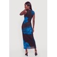 thumbnail image 3 of Women's Floral Mesh Side Ruched Mock Neck Maxi Dress, 3 of 3