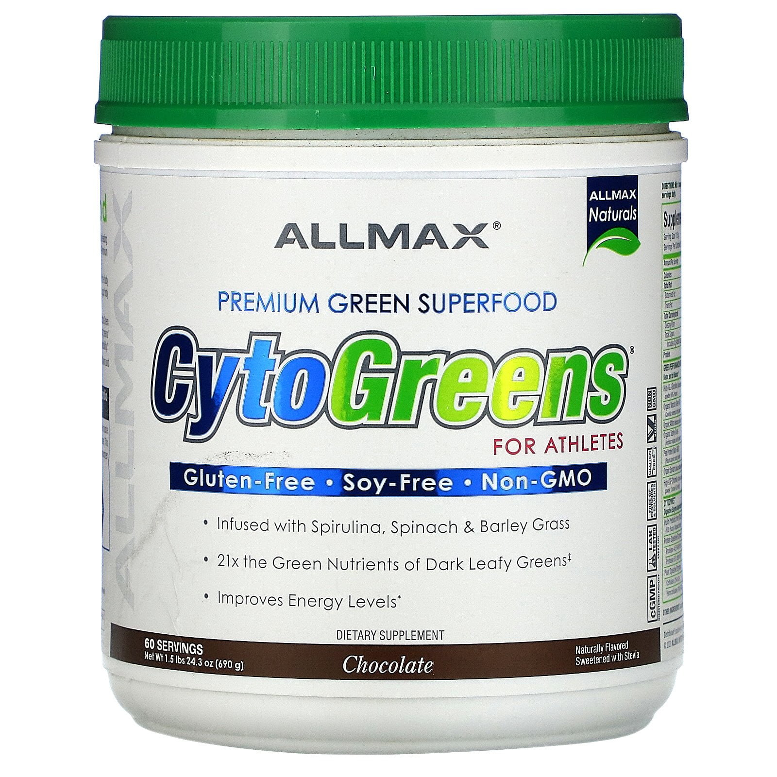 CytoGreens, Premium Green Superfood for Athletes, Chocolate, 1.5 lbs (690 g), ALLMAX
