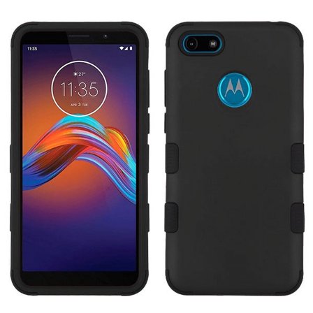 Motorola Moto E6 PLAY Phone Case 3 in 1 Hybrid Impact Armor Hard PC & TPU Silicone Rubber Heavy Duty Rugged Bumper Shockproof Full Body Frame Protective BLACK Cover for MOTOROLA Moto E6 Play