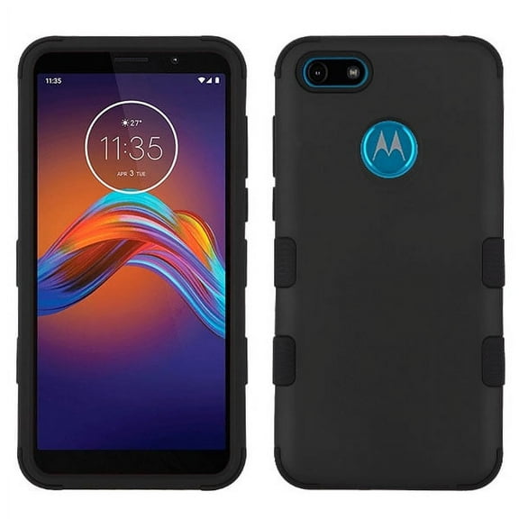 Motorola Moto E6 PLAY Phone Case 3 in 1 Hybrid Impact Armor Hard PC & TPU Silicone Rubber Heavy Duty Rugged Bumper Shockproof Full Body Frame Protective BLACK Cover for MOTOROLA Moto E6 Play