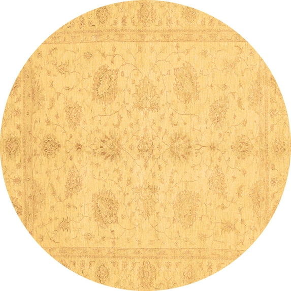 Ahgly Company Indoor Round Oriental Brown Traditional Area Rugs, 7' Round