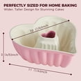 thumbnail image 6 of HONGBAKE Heart Shaped Cake Pan, Cast Aluminum Bundt Cake Pan with Non-Toxic Ceramic Coating, Nonstick Fluted Cake Mold for Baking, Valentine's Day & Special Occasions,10-Inch, Pink, 6 of 7
