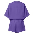 thumbnail image 5 of Hvogkswy Women Two Piece Linen Sets, Solid Color Short Sleeve V-Neck Tops and Wide Leg Shorts with Pockets Loose Breathable Hawaiian Beach Vacation Summer Outdoor Casual Set, 5 of 9