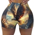 thumbnail image 2 of Gukieu Golden Sky Bald Eagle Print Women's Sports Shorts, Elastic Waist High Stretch Running Yoga Gym Sweatpants-Large, 2 of 8