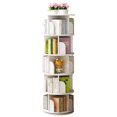 thumbnail image 7 of Royard Oaktree 5-Tier Round Rotating Bookshelf - 360° Spinning Wood Bookcase Tower, White, 7 of 7
