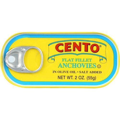 Cento Flat Anchovies in Olive Oil, 2 oz Tins (Pack of 25)