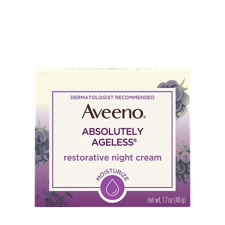 Aveeno Absolutely Ageless Restorative Night Cream Facial Moisturizer with Antioxidant-Rich Blackberry Complex, Vitamin C & E, Hypoallergenic, Non-Greasy & Non-Comedogenic, 1.7 fl.