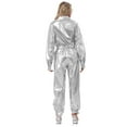 thumbnail image 2 of Choomomo Women Alien Outfits One-piece Rompers Dancewear Shiny Metallic Unitard Jumpsuit Clubwear Silver XL, 2 of 5