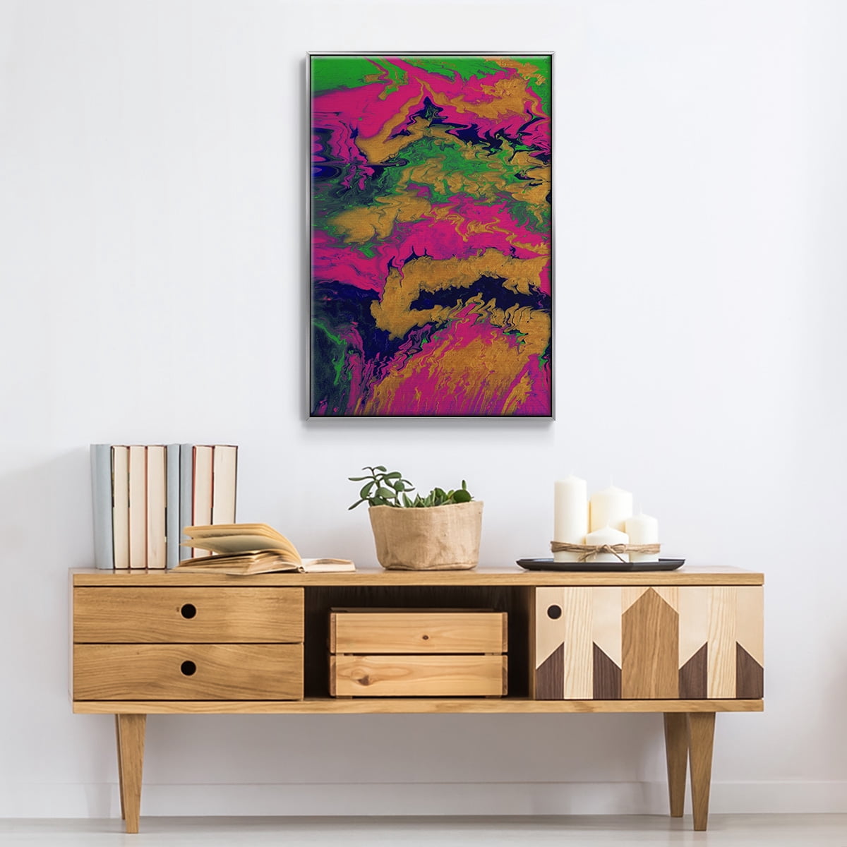 M48 Framed Premium Gallery Wrapped Canvas - Ready to Hang - 27 x 41 - Silver Floating Frame