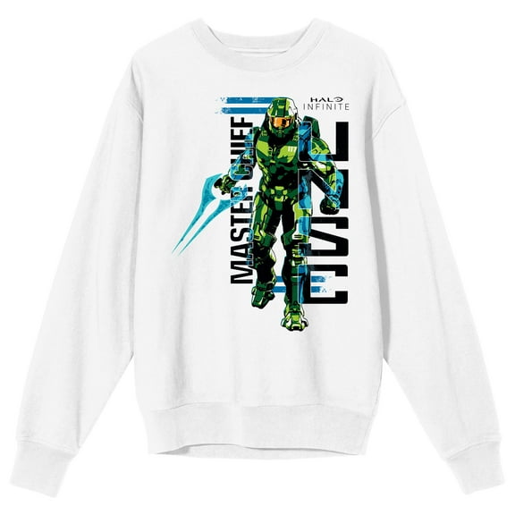 Halo Infinite Master Chief UNSC Logo Crew Neck Long Sleeve White Adult Sweatshirt