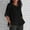 Black, variant on Cotton Linen Womens Tops Trendy Short Sleeve Pleated Black Solid Casual Split Blouses Women’s Blouses XL
