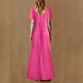 thumbnail image 4 of UPPADA Women's Wedding Guest Evening Party Maxi Dress Plus Size Cocktail Dresses V Neck A-Line Elastic High Waist Dress Pleated Chiffon Maxi Plus Size Formal Dresses Hot Pink,XXXXXL, 4 of 6