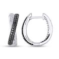 thumbnail image 2 of 1 Carat Natural Round Black & White Diamonds Crisscross U-Hoop Earrings In 14K White Gold Over Sterling Silver (1 Cttw, I2-I3 Clarity), 2 of 2