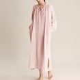 thumbnail image 6 of Annhoo Nightgowns for Women Cotton Comfortable Pleated Loose Plain V Neck Long Sleeve Nightdress Fashion Clothes, 6 of 6