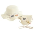 thumbnail image 2 of Sombrero de 52-54cm de circunferencia, Sombrero de Paja de verano para niños, sombrero de playa a cuadros, patrón de amor, sombrero para el sol y conjunto de bolsa de paja, 2 of 6