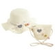 thumbnail image 2 of Sombrero de 52-54cm de circunferencia, Sombrero de Paja de verano para niños, sombrero de playa a cuadros, patrón de amor, sombrero para el sol y conjunto de bolsa de paja, 2 of 6