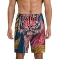 thumbnail image 3 of Lsque Pink Tiger Gold Leaves Mens Sleep Pajama Shorts,Short Pajama Pants, Cotton Ultra-Soft Knit-XX-Large, 3 of 9