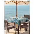thumbnail image 2 of Outdoor Tablecloth with Umbrella Hole & Zipper, Teal Blue Sea Turtle Coastal Square Tablecloth 60x60 Inch, Nautical Beach Eucalyptus Coral Patio Table Cover Waterproof Table Cloth for Picnic/Party, 2 of 7