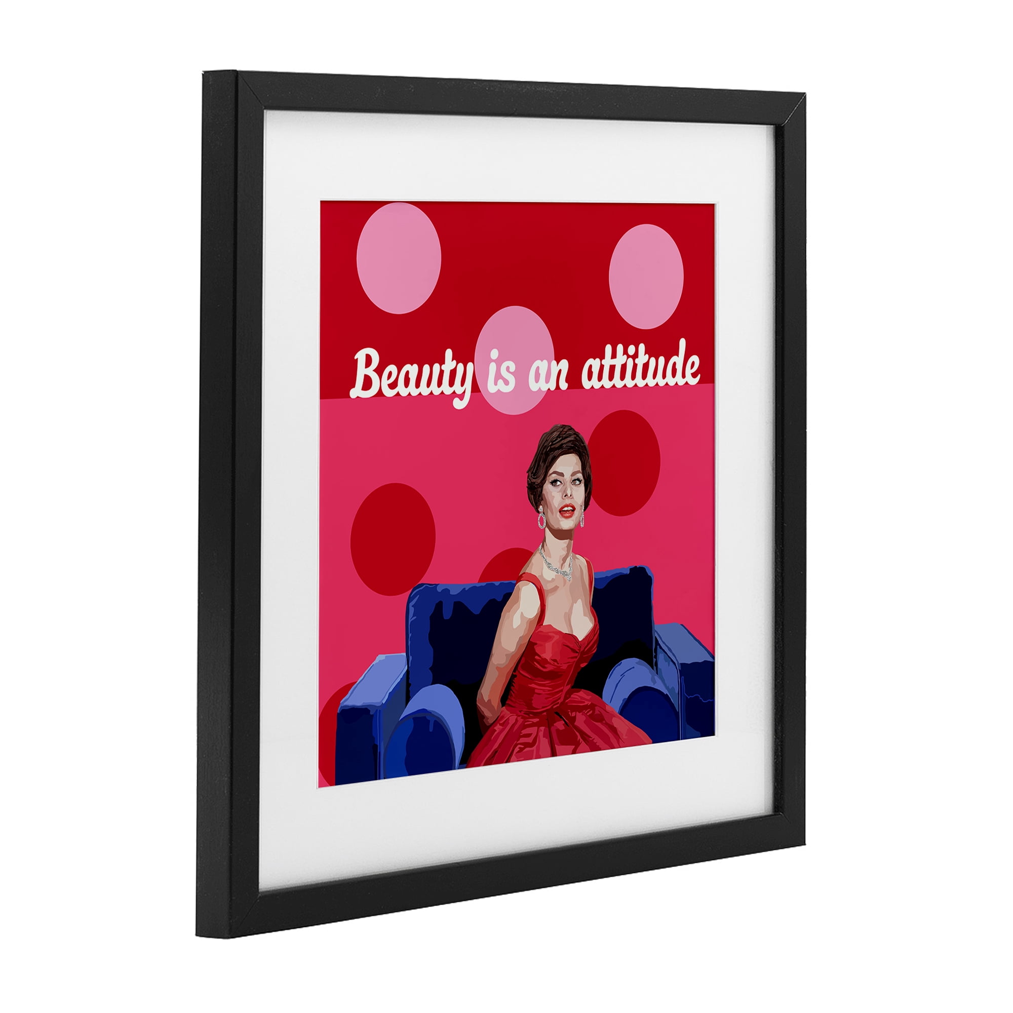 Stupell Industries Beauty Is An Attitude Black Framed Print Under Glass, design by Lynnda Rakos