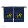 thumbnail image 3 of Monogrammed Washcloth Towel, Personalized Gift, 13x13 Inches - Set of 2 - Gold Script Embroidered Towel - Extra Absorbent 100% Turkish Cotton - Soft Terry Finish - Initial R Navy Towels, 3 of 3