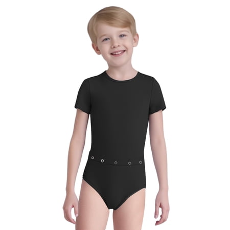 TSSOE Special Needs Adaptive Clothing for Kids Girls Boys Anti-strip Romper Short Sleeve Jumpsuit with Feeding Tube Black 10
