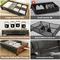 thumbnail image 3 of Under Bed Storage Containers with Wheels, Extra Large Wooden Underbed Shoes Organizer 2 Packs, Rolling Under the Bed Storage Drawers with Clear Lid, Heavy Duty Metal Frame for Clothes 36"L (Vintage), 3 of 7