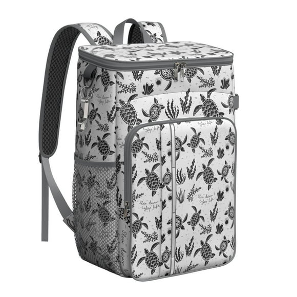 Sea Turtle Backpack Cooler – Leakproof Insulated Lunch Bag with Hawaiian Ocean Marine Life Print for Beach, Travel & Picnic