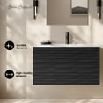 thumbnail image 2 of Cascade 36" Wall-Mounted Bathroom Vanity in Black Oak with Sink Top, 2 of 9
