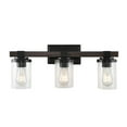 thumbnail image 2 of JONATHAN Y Bungalow 22.75" 3-Light Iron/Seeded Glass Rustic Farmhouse LED Vanity Light, Oil Rubbed Bronze, 2 of 8