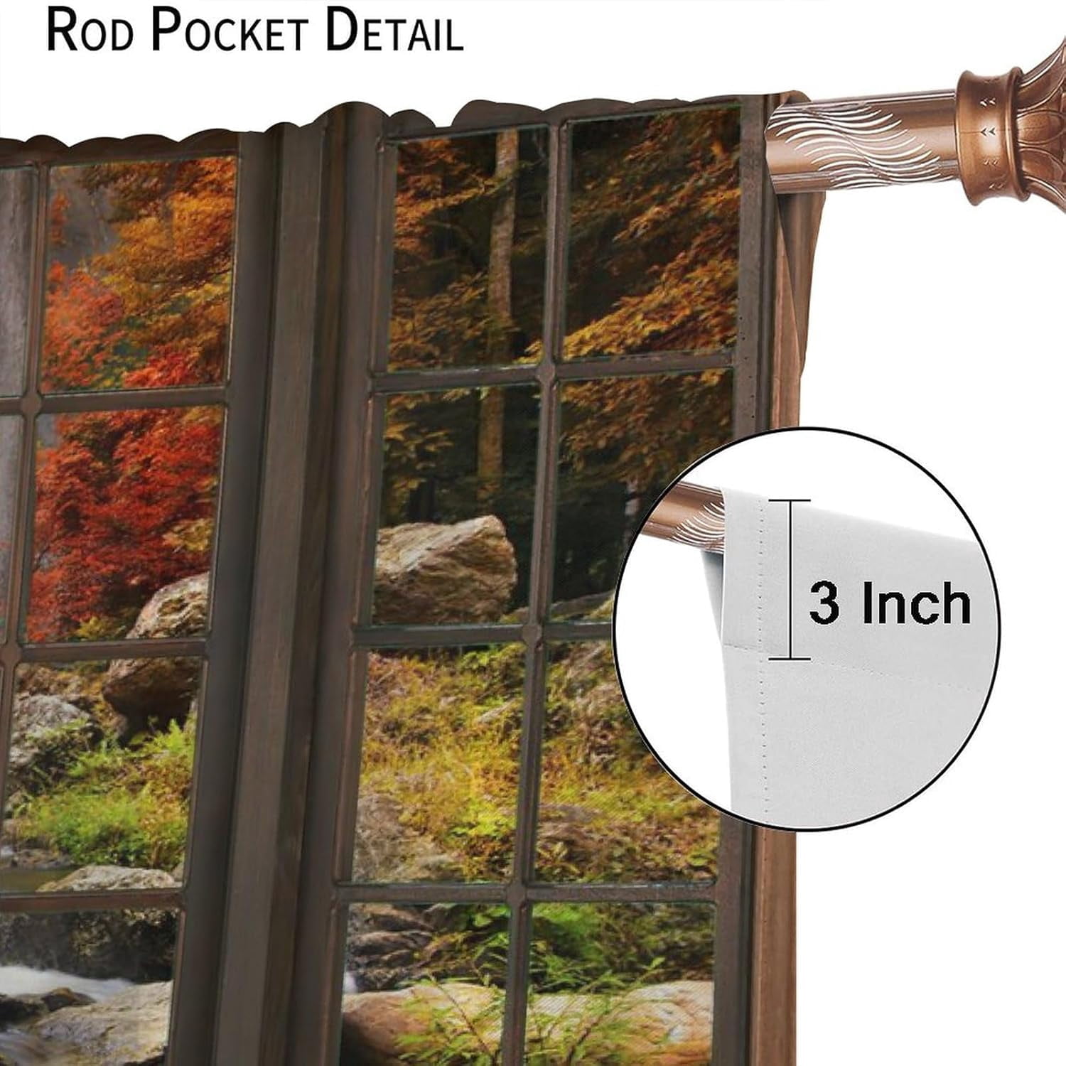 Forest Blackout Curtains, Windows Outside 3D Waterfall Forest Natural Landscape for Bedroom Living Room, 2 Panel Set,42X84x2 Inch, Style-2