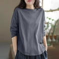 thumbnail image 4 of Mgmyaa Long Sleeve T Shirt for Woman Oversize Summer Tops Classic Comfy T-Shirt, 4 of 5