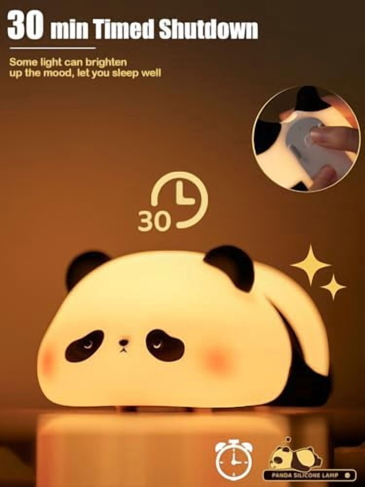 Cute Panda Night Light, Squishy Panda Novelty Animal Lamp, 3 Level Dimmable Nursery Nightlight with Timer, Food Grade Silicone Touch Night Light Fun Gifts for Kids Boys Girls Baby