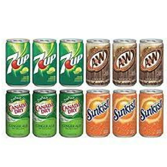7.5 oz Cans Variety Pack 24, 6 7UP, 6 A&W Root Beer, 6 Sunkist Orange, 6 Canada Dry Ginger Ale, Pack of (12, 24)