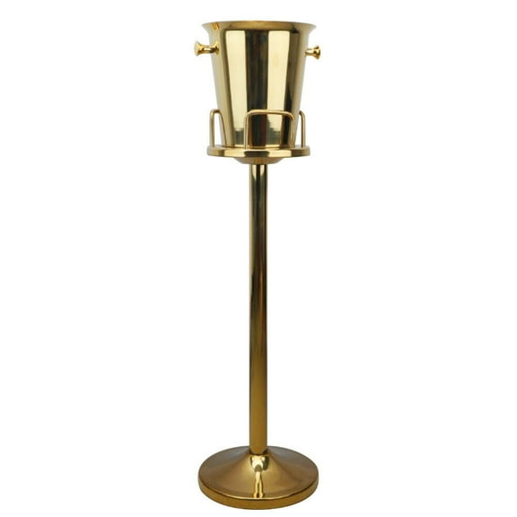 Ice Stainless Steel Bucket with Stand Ice Cooler Gold Bucket For Beer Wine Bucket On Stand Champagne Ice Bucket Rack Holder For Party Wine Beer Ktv Club Bar BBQ Wedding