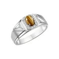 thumbnail image 5 of RYLOS Men's Rings Sterling Silver Classic 7X5MM Oval Gemstone & Diamond Ring Tiger Eye November Birthstone Rings For Men Size 9, 5 of 8
