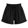 thumbnail image 4 of Yievot Women's High Waisted Cotton Shorts 5 Inch Inseam Drawstring Ruffle Elastic Waist Summer Vacation Casual Shorts, 4 of 6
