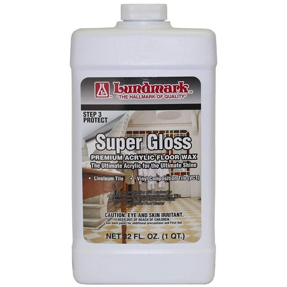 Lundmark Super Gloss Acrylic Floor Wax - Extra Heavy-Duty Hard Finish - 32 fl oz