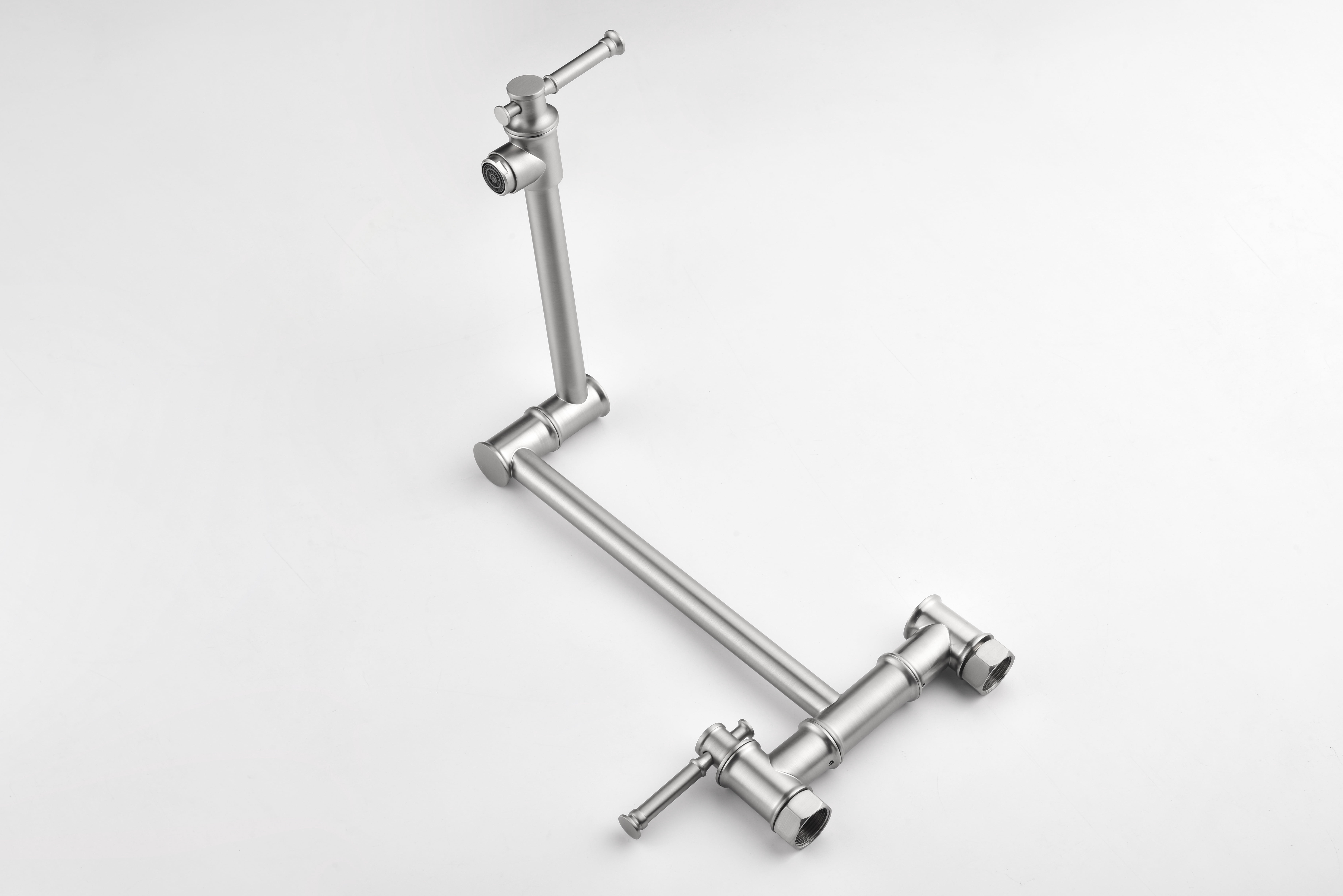Wall mounted Pot Filler Faucet, Modern Brass Pot Filler Two-Attachment Wall Mount Folding Kitchen Pot Filler Swing Arm