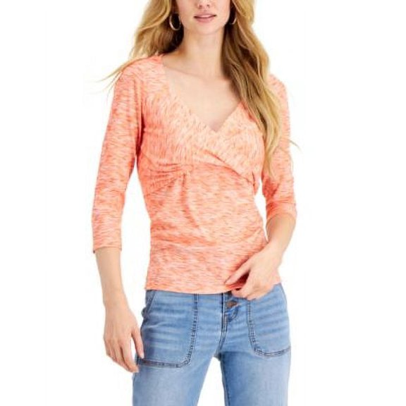 MSRP $50 Fever Spaced-Dyed Twist-Front Top Coral Size XL